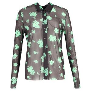 Ganni Printed Mesh Shirt in Black Polyamide